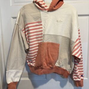 Champion Colorblock Hoodie - Cream and Coral